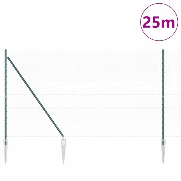 vidaXL Gjerdep&aring;le gr&oslash;nn 25 x 1,5 m (36 mm nett) St&aring;l