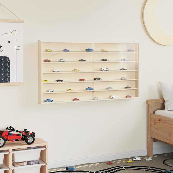 vidaXL Veggdokumentdisplay med d&oslash;r Beige 100 x 8,5 x 54 cm Kryssfin&eacute;r