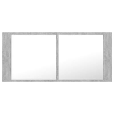 vidaXL LED-speilskap til baderom betonggrå 100x12x45 cm akryl