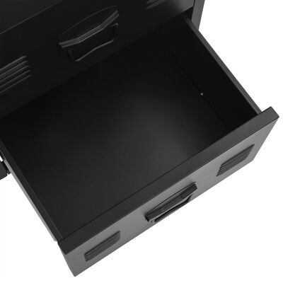 vidaXL Skrivebord med skuffer industrielt svart 120x55x75 cm stål