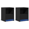 vidaXL Nattbord med LED 2 stk svart konstruert tre