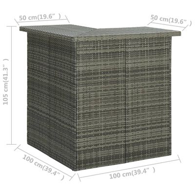 vidaXL Hjørnebarbord grå 100x50x105 cm polyrotting