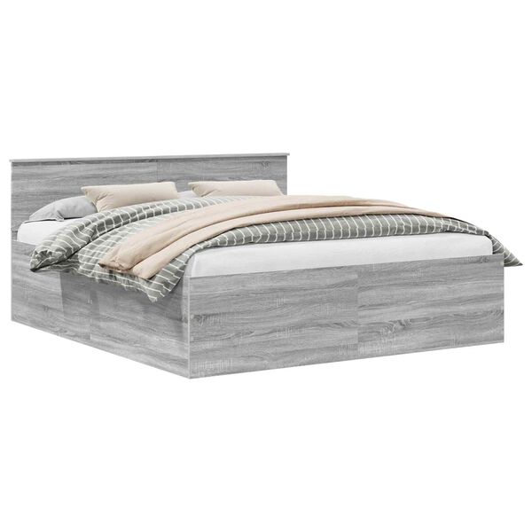 vidaXL Sengestamme Gr&aring; Sonoma 200 x 200 cm Konstruert tre