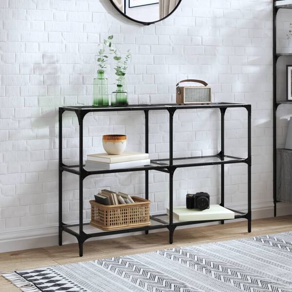 vidaXL Konsollbord med gjennomsiktig glassplate 118,5x30x81 cm stål