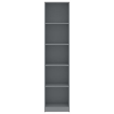 vidaXL Bokhylle 5 nivåer grå 40x24x175 cm sponplate