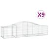 vidaXL Gabionkurver buede 9 stk 200x50x40/60 cm galvanisert jern