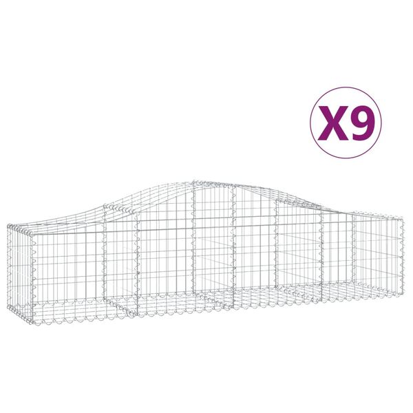 vidaXL Gabionkurver buede 9 stk 200x50x40/60 cm galvanisert jern
