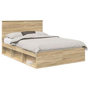 vidaXL Sengestamme med skuff Sonoma eik 150 x 200 cm Massiv furu