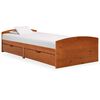 vidaXL Sengeramme med 2 skuffer honningbrun heltre furu 90x200 cm