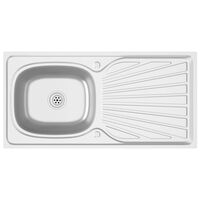 vidaXL Kjøkkenvask med avrenning sølv 1000x500x155 mm rustfritt stål