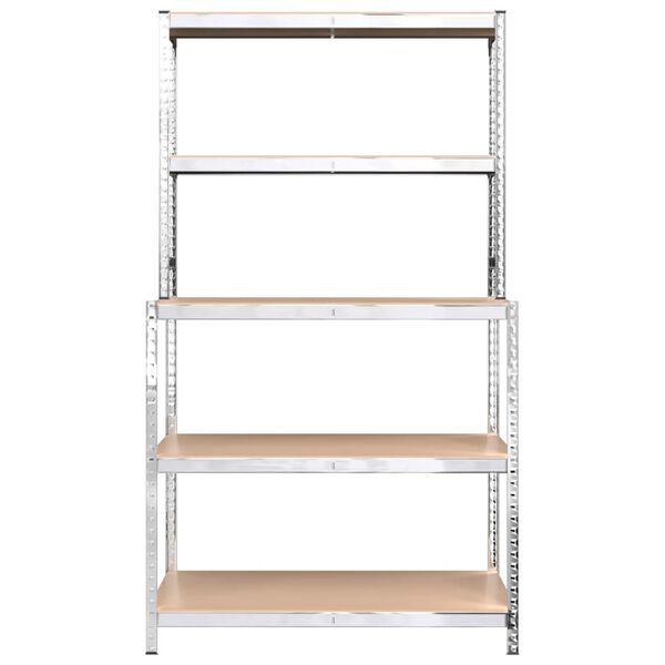 vidaXL Arbeidsbord med hyller 5 lag sølv stål og konstruert tre