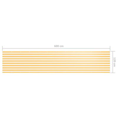 vidaXL Balkongskjerm hvit og gul 120x600 cm oxfordstoff