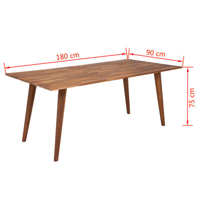 vidaXL Spisebord heltre akasietre 180x90x75 cm brun