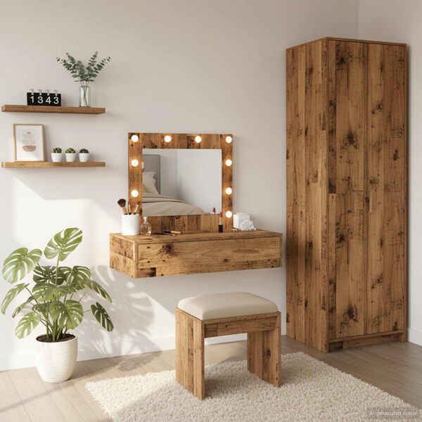 vidaXL Sminkebord med speillys Brun 83 x 40 x 70 cm Konstruert tre