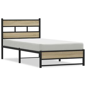 vidaXL Sengeramme i metall uten madrass sonoma eik 75x190 cm
