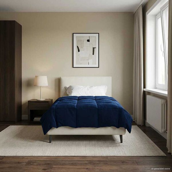 vidaXL Sommerdyne Quilted M&oslash;rkebl&aring; 140 x 220 cm Mikrofiber