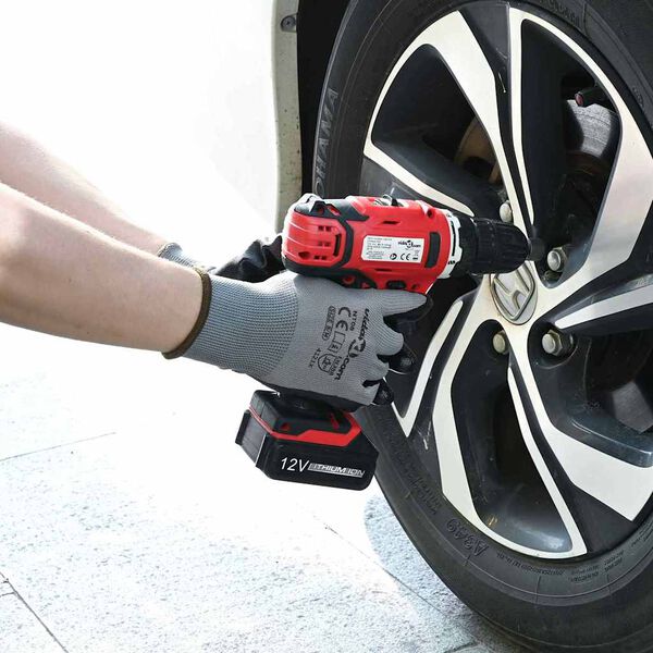 vidaXL Arbeidshansker 12 pcs Grå og svart 10 / xl Polyester