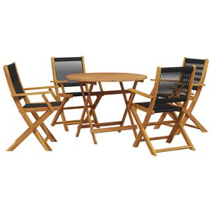 vidaXL Hagespisegruppe 5 deler svart polypropylen og heltre