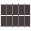 vidaXL Romdeler 5 paneler brun 250x200 cm stoff