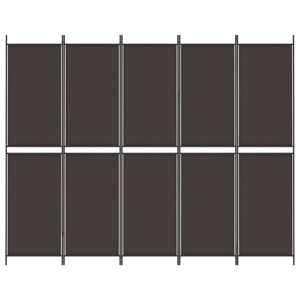 vidaXL Romdeler 5 paneler brun 250x200 cm stoff