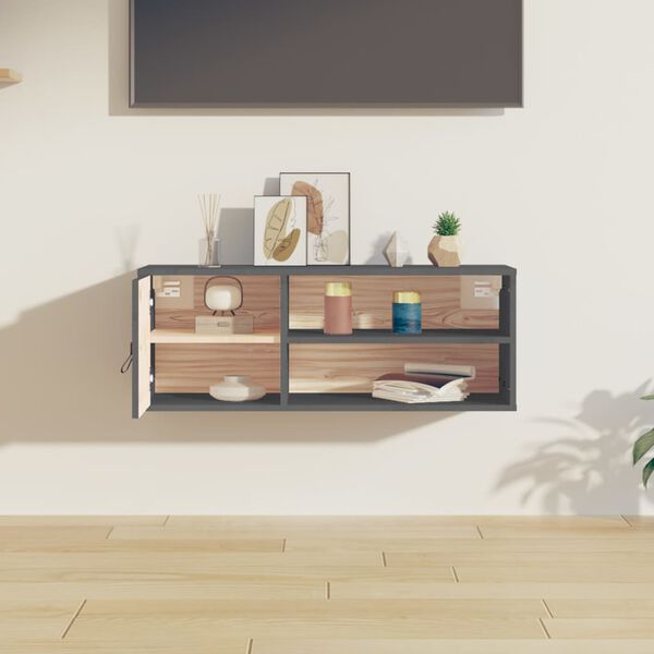 vidaXL Veggskap gr&aring; 80x30x30 cm heltre furu