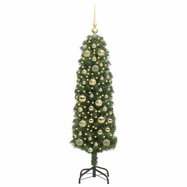 vidaXL Kunstig juletre med 150 LED gr&oslash;nn 120 cm PVC og st&aring;l og plast
