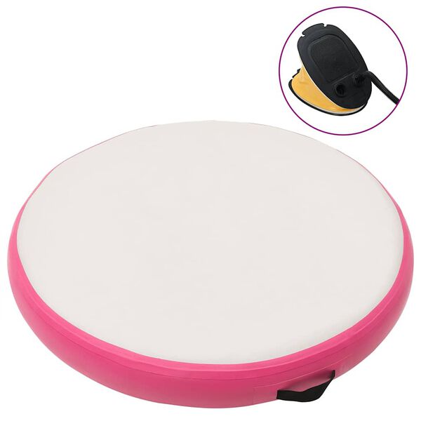 vidaXL Oppbl&aring;sbar gymnastikkmatte med pumpe 100x100x15 cm PVC rosa