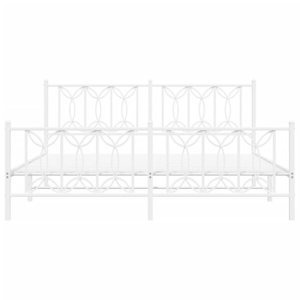 vidaXL Sengeramme i metall med hode- og fotgavl hvit 180x200 cm