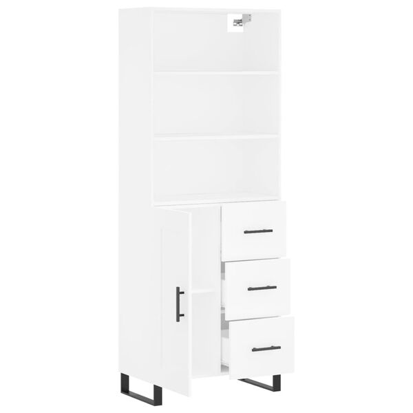 vidaXL Highboard hvit 69,5x34x180 cm konstruert tre