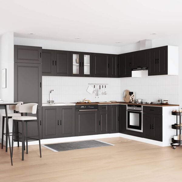 vidaXL Vaskeskap med d&oslash;r Porto Svart 80 x 46 x 81,5 cm Konstruert tre