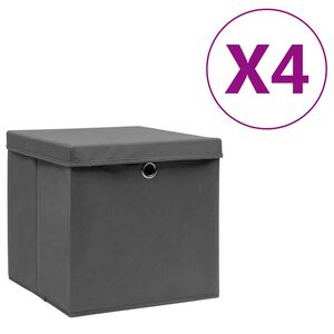vidaXL Oppbevaringsbokser med deksler 4 stk 28x28x28 cm gr&aring;