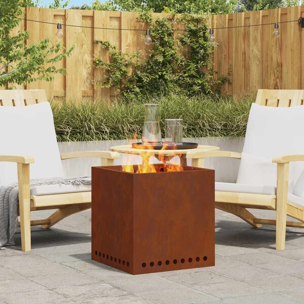 vidaXL R&oslash;ykfri ildsted Brun 48 x 48 x 50 cm Cortenst&aring;l