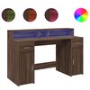 vidaXL Skrivebord med LED-lys brun eik 140x55x91 cm konstruert tre