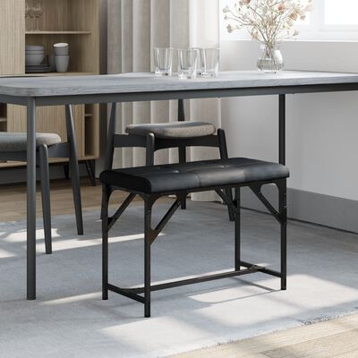 Spisebord svart 62x32x45 cm stål og kunstlær