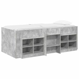 vidaXL Loft Seng Ramme med Skap 3 stk. Betonggr&aring; Konstruert tre