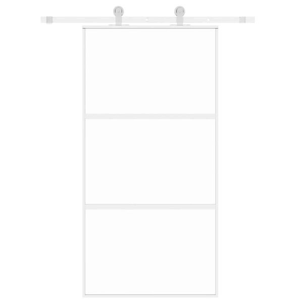vidaXL Skyvedør hvit 102,5x205 cm herdet glass og aluminium