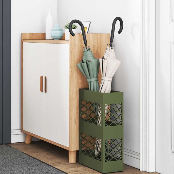 vidaXL Parasollstativ med lagring Olivengrønn 28 x 12 x 41 cm Stål