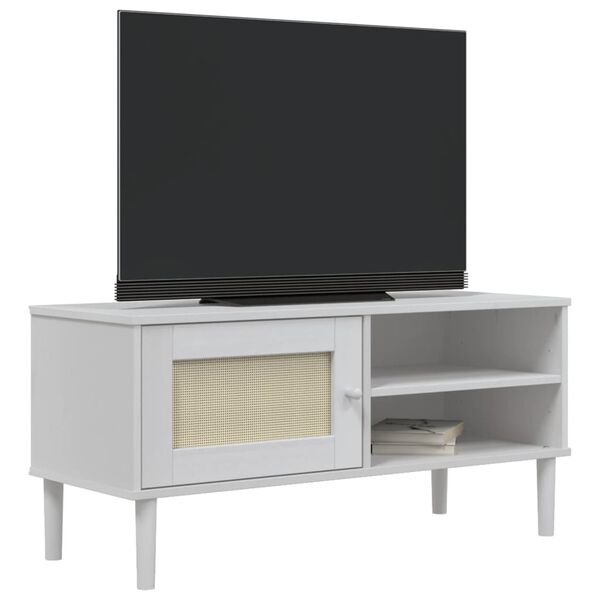 vidaXL TV-benk SENJA rotting-utseende hvit 106x40x49cm cm heltre furu