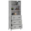 vidaXL Highboard betonggr&aring; 69,5x34x180 cm konstruert tre