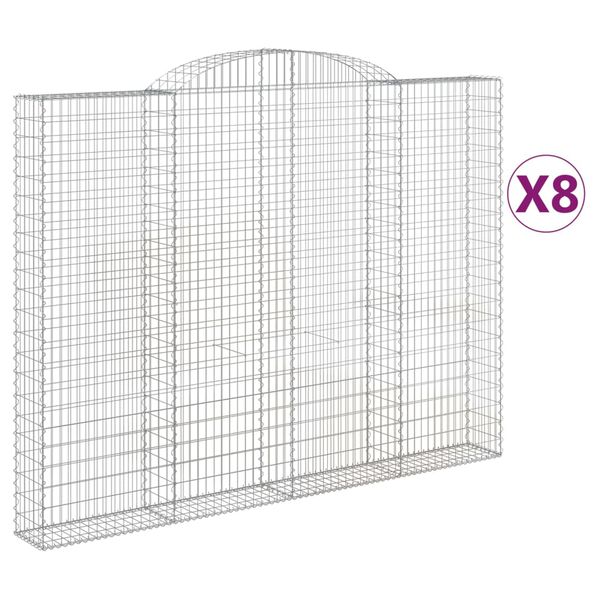 vidaXL Gabionkurver buede 8 stk 300x30x220/240 cm galvanisert jern