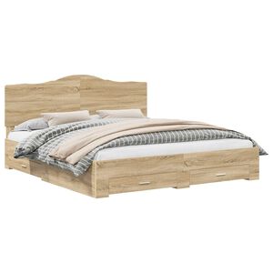 vidaXL Sengestamme med skuff Sonoma eik 200 x 200 cm Konstruert tre
