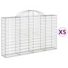 vidaXL Gabionkurver buede 5 stk 200x30x120/140 cm galvanisert jern