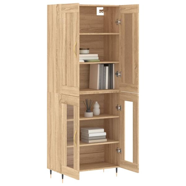 vidaXL Highboard sonoma eik 69,5x34x180 cm konstruert tre