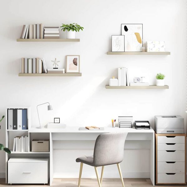 vidaXL Flytende vegghyller 4 stk eik 90x23,5x3,8 cm MDF