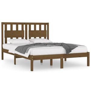 vidaXL Sengeramme honningbrun heltre furu 200x200 cm