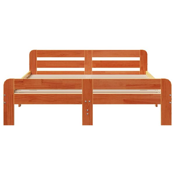 vidaXL Sengeramme uten madrass voksbrun 140x200 cm heltre furu