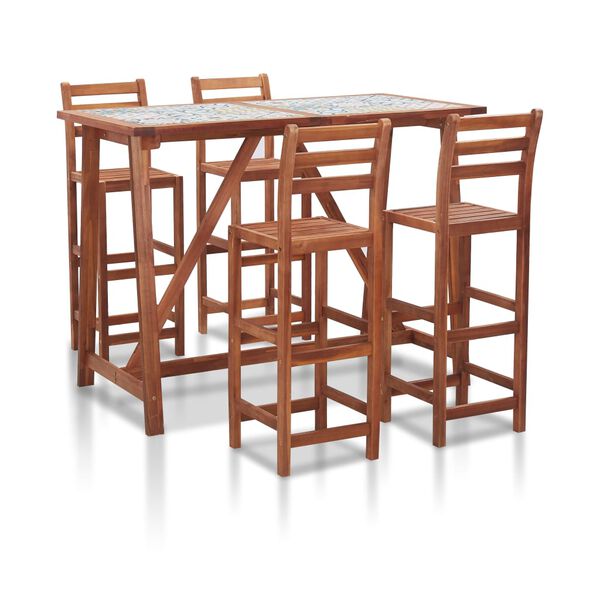 vidaXL Utend&oslash;rs barsett 5 deler mosaikkfliser og heltre akasie