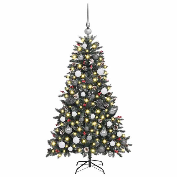 vidaXL Kunstig juletre med 150 LED gr&oslash;nn 150 cm PVC og plast og st&aring;l