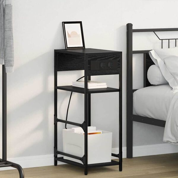 vidaXL Nattbordskap Svart Eik 40 x 27 x 76 cm Konstruert tre