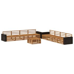 vidaXL Utend&oslash;rs sofa-sett 9 pcs Naturlig Massivt akasietre